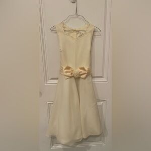 Elegant Cream Kids Dress with Bow